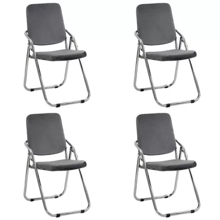 Set 4 scaune pliante din catifea HRC 609V gri