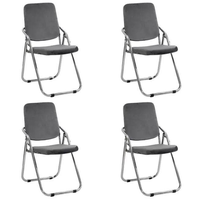Set 4 scaune pliante din catifea HRC 609V gri