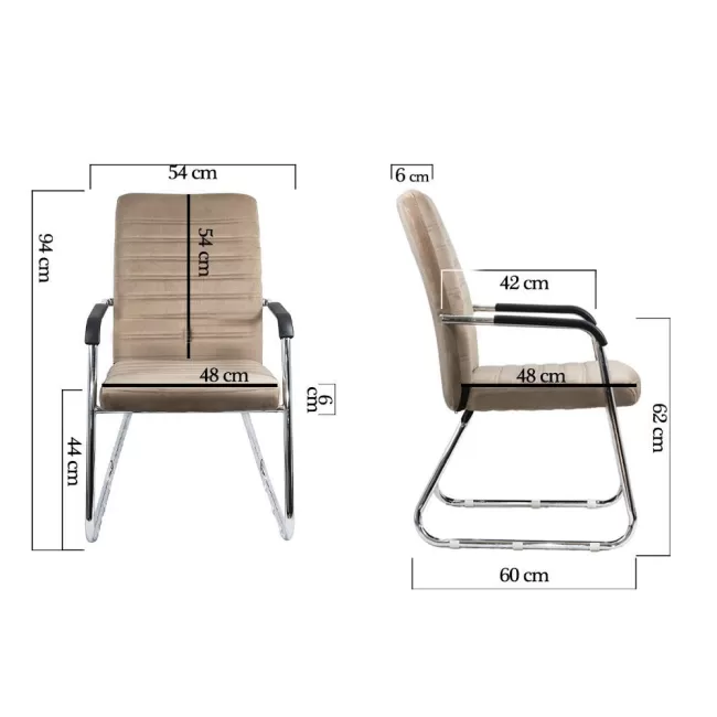 Scaune vizitatori din catifea și cadru cromat OFF 833V Gri