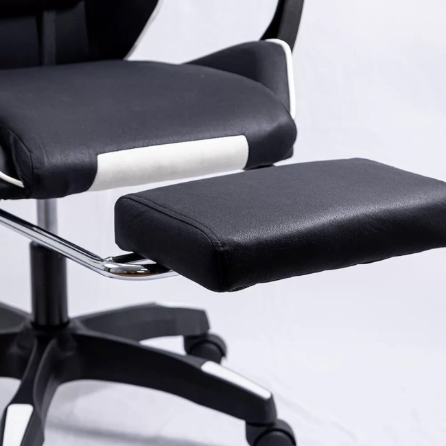 Scaun de gaming negru Office 295 din stofă cu spătar rabatabil