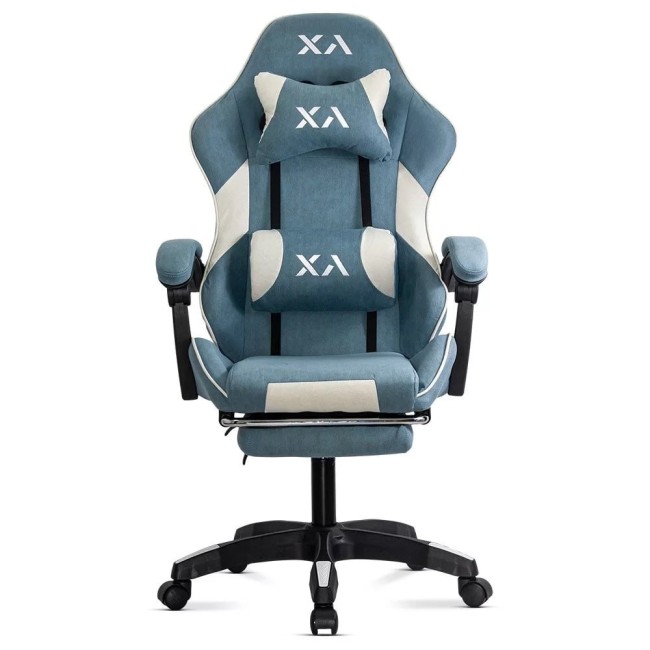 Scaun de gaming bleu Office 295 din stofă cu spătar rabatabil Scaun de gaming bleu Office 295 din stofă cu spătar rabatabil