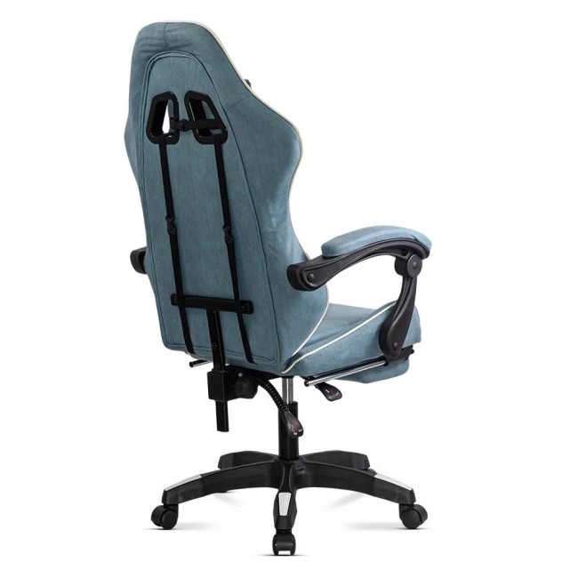 Scaun de gaming bleu Office 295 din stofă cu spătar rabatabil Scaun de gaming bleu Office 295 din stofă cu spătar rabatabil