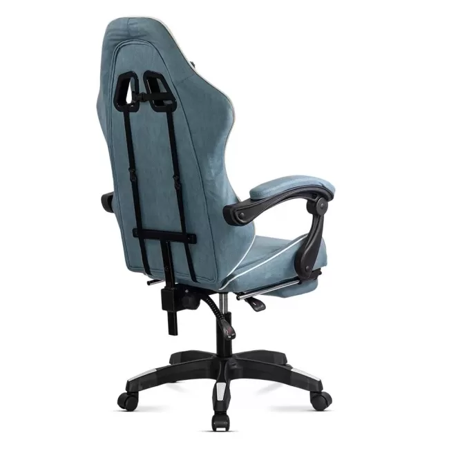 Scaun de gaming bleu Office 295 din stofă cu spătar rabatabil