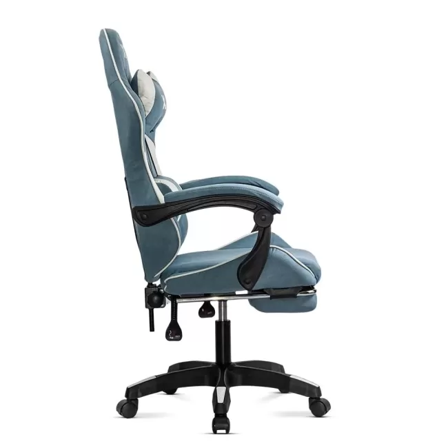 Scaun de gaming bleu Office 295 din stofă cu spătar rabatabil