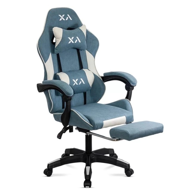 Scaun de gaming bleu Office 295 din stofă cu spătar rabatabil Scaun de gaming bleu Office 295 din stofă cu spătar rabatabil