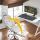 Scaun gaming cu iluminare RGB și suport pentru picioare OFF 298 alb