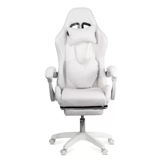 Scaun gaming cu iluminare RGB și suport pentru picioare OFF 298 alb