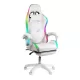 Scaun gaming cu iluminare RGB și suport pentru picioare OFF 298 alb
