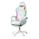 Scaun gaming cu iluminare RGB și suport pentru picioare OFF 298 alb