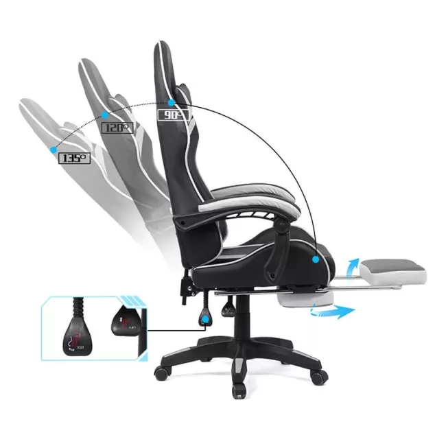 Scaun gaming alb/negru OFF 299