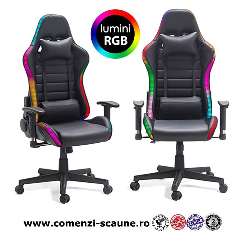 Scaune de gaming iluminate cu LED-RGB-control wireless