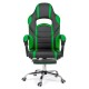 Scaun de gaming cu suport de picioare pe culoarea negru cu verde