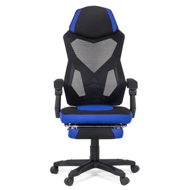 Scaun de birou cu suport de picioare albastru cu negru