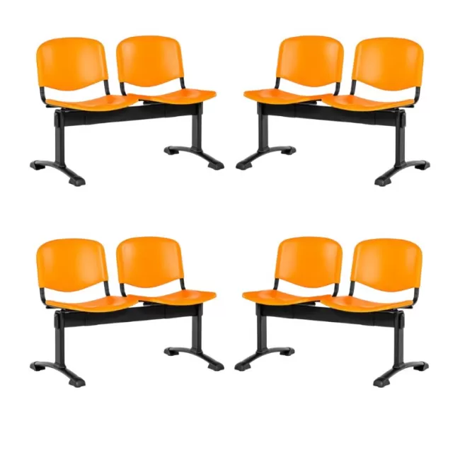 Bancă de așteptare 2 locuri plastic plin cadru negru