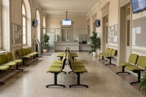 Bancă de așteptare 2 locuri tapițată cu stofă – confort și design pentru recepții