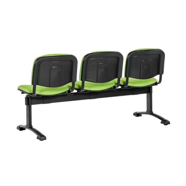 Bancă de așteptare 4 locuri piele ecologică cadru negru