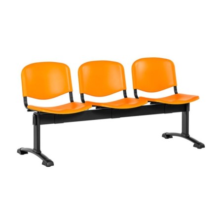 Bancă de așteptare 3 locuri plastic plin cadru negru Bancă de așteptare 3 locuri plastic plin cadru negru
