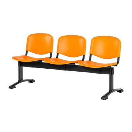 Bancă de așteptare 3 locuri plastic plin cadru negru Bancă de așteptare 3 locuri plastic plin cadru negru