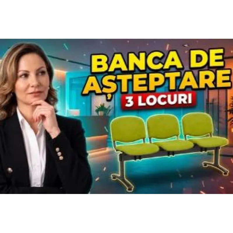 Video bănci de așteptare cu 3 locuri tapițate cu stofă