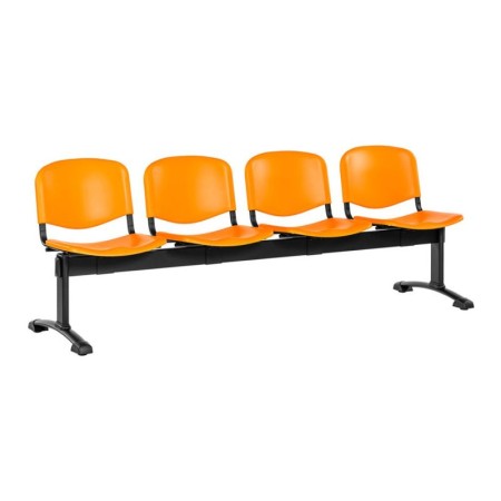 Bancă de așteptare 4 locuri plastic plin cadru negru Bancă de așteptare 4 locuri plastic plin cadru negru