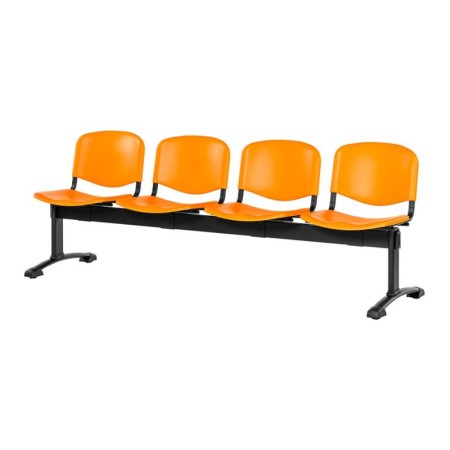 Bancă de așteptare 4 locuri plastic plin cadru negru Bancă de așteptare 4 locuri plastic plin cadru negru
