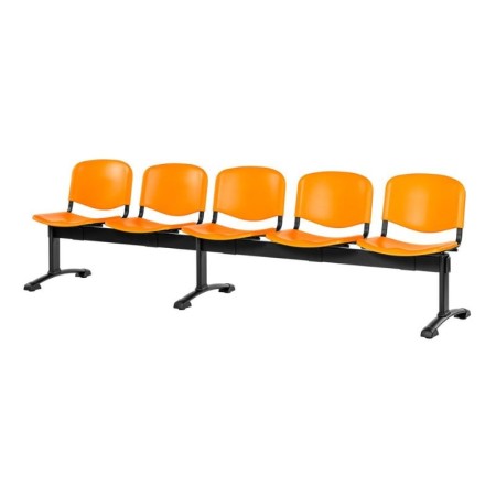 Bancă de așteptare 5 locuri plastic plin cadru negru Bancă de așteptare 5 locuri plastic plin cadru negru