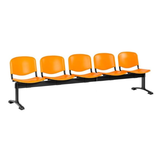Bancă de așteptare 5 locuri plastic plin cadru negru