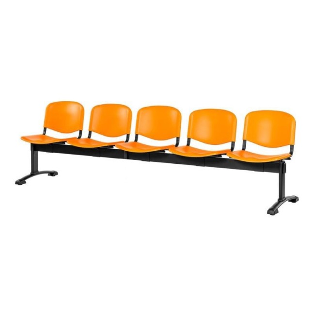 Bancă de așteptare 5 locuri plastic plin cadru negru