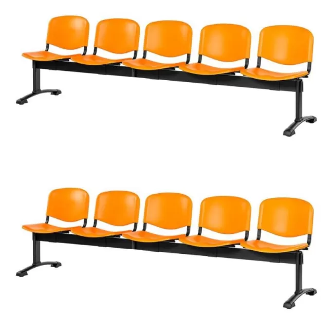 Bancă de așteptare 5 locuri plastic plin cadru negru