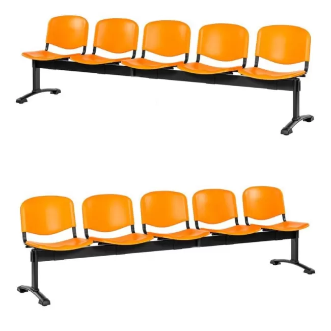 Bancă de așteptare 5 locuri plastic plin cadru negru