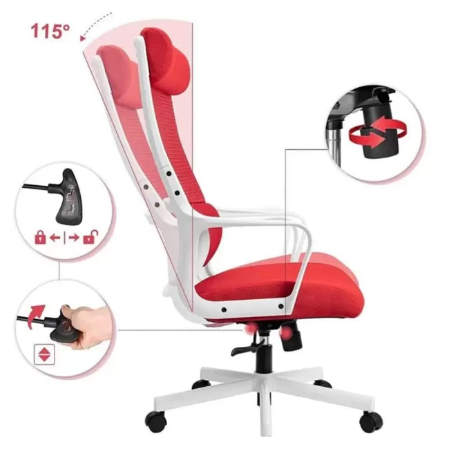 Scaune de birou Atena rotative material textil roșu