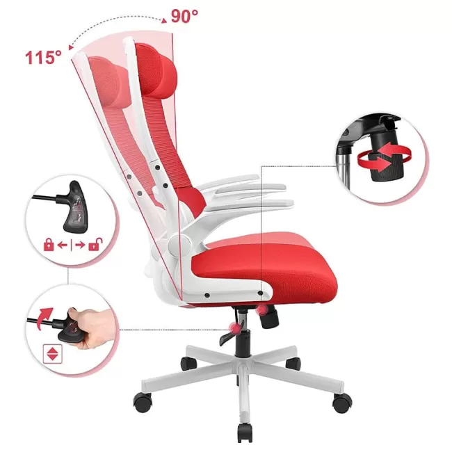 Scaune de birou Hera rotative material textil roșu