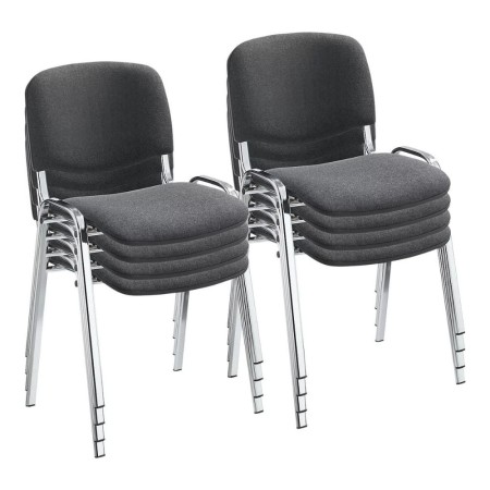 Scaune de conferință tapițate cu stofă gri și cadru cromat Scaune de conferință tapițate cu stofă gri și cadru cromat
