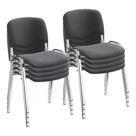 Scaune de conferință tapițate cu stofă gri și cadru cromat