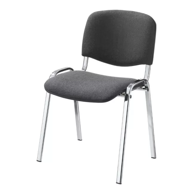 Scaune de conferință tapițate cu stofă gri și cadru cromat