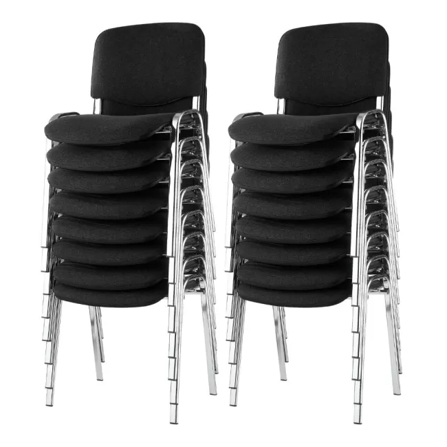 Scaune de conferință tapițate cu stofă și cadru cromat