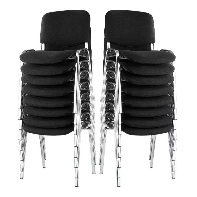 Scaune de conferință tapițate cu stofă și cadru cromat