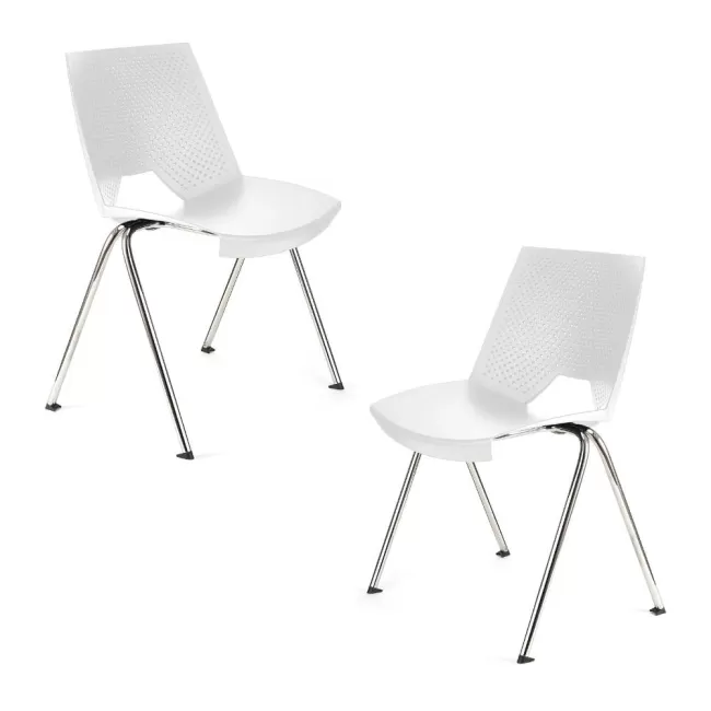 Scaune conferință Strike 2131 metal cromat+plastic alb