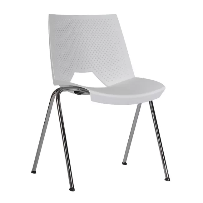 Scaune conferință Strike 2131 metal cromat+plastic alb