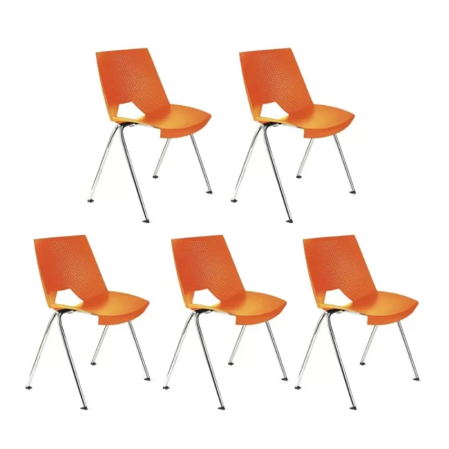 Scaune conferință Strike 2131 metal cromat+plastic portocaliu