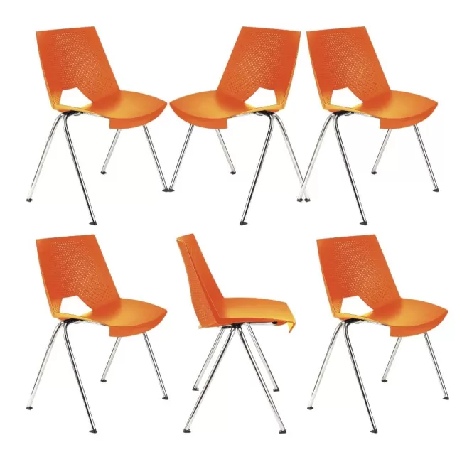 Scaune conferință Strike 2131 metal cromat+plastic portocaliu