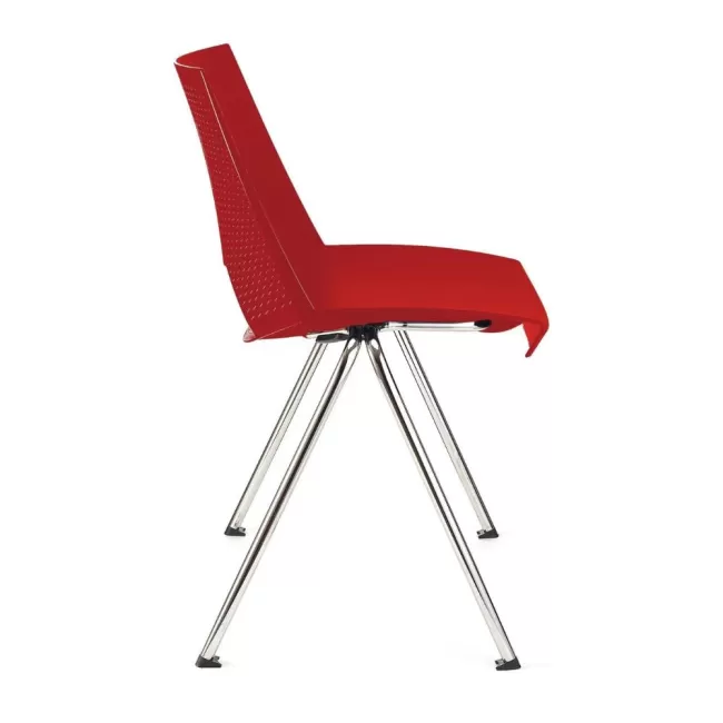 Scaune conferință Strike 2131 metal cromat+plastic roșu