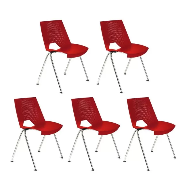 Scaune conferință Strike 2131 metal cromat+plastic roșu