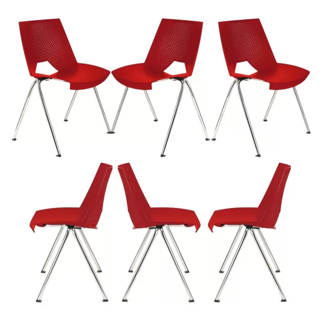 Scaune conferință Strike 2131 metal cromat+plastic roșu