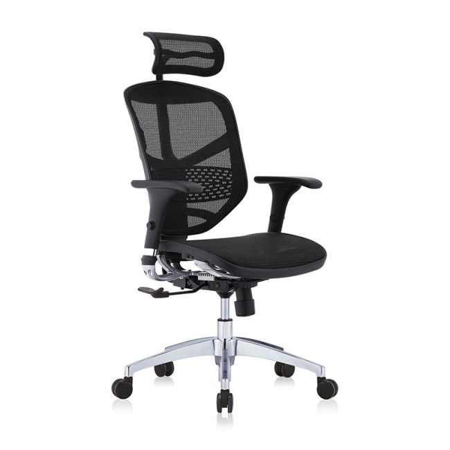 Scaun ergonomic Enjoy cu tetieră-full mesh și bază aluminiu Scaun ergonomic Enjoy cu tetieră-full mesh și bază aluminiu