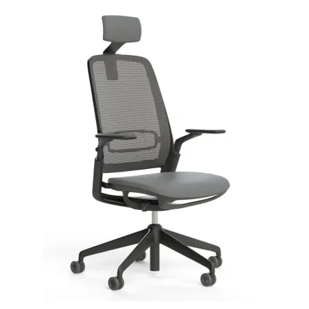 Scaun ergonomic de birou Etherea negru cu tetieră PDH