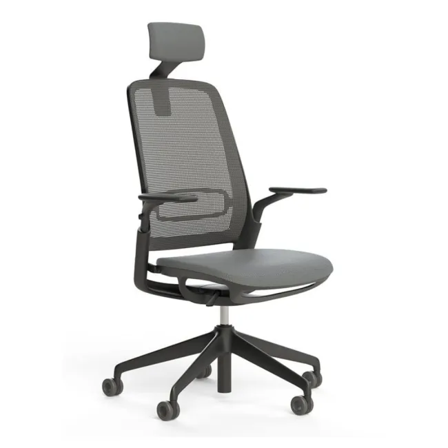 Scaun ergonomic de birou Etherea Negru cu tetieră PDH