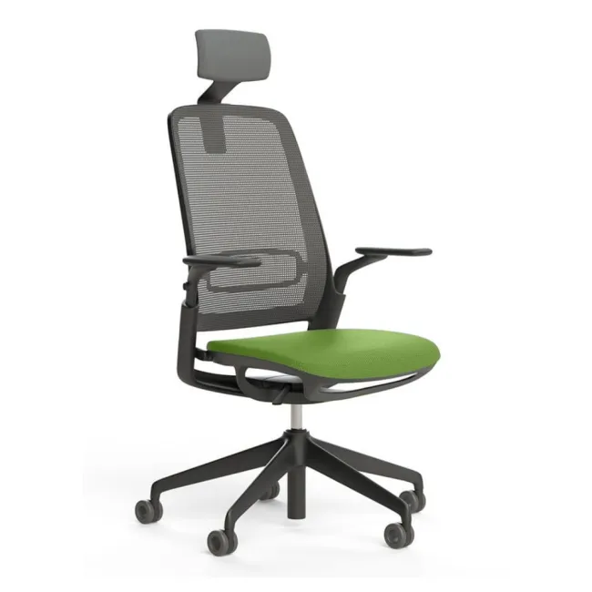 Scaun ergonomic de birou Etherea Negru cu tetieră PDH