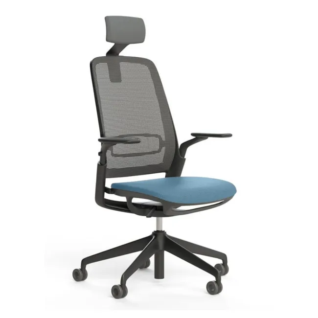 Scaun ergonomic de birou Etherea Negru cu tetieră PDH