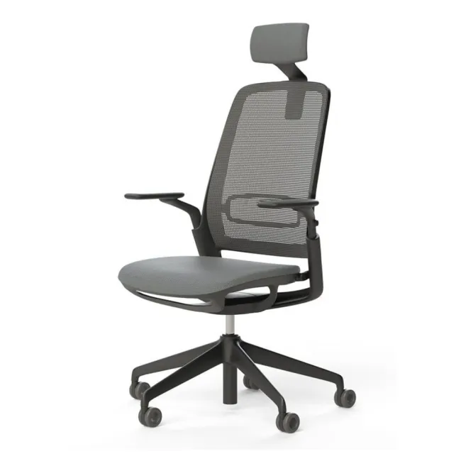 Scaun ergonomic de birou Etherea Negru cu tetieră PDH